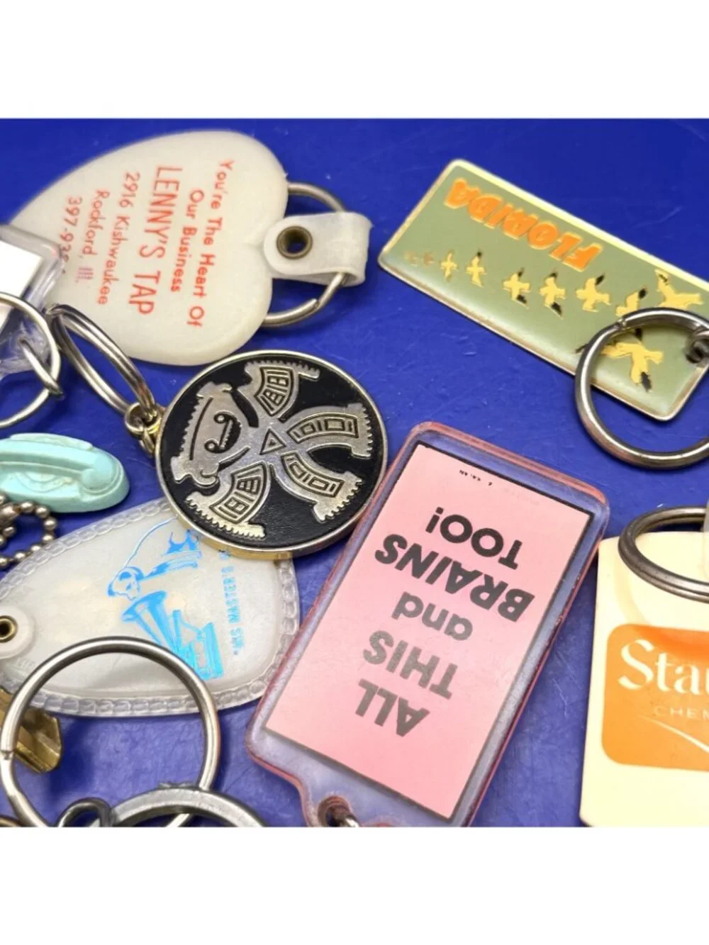 Vintage Advertising Keychain Lot Dealerships Auto Farm Disney RCA 1960s-1990s